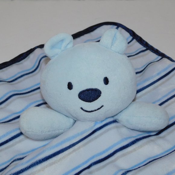 George Blue Teddy Bear Striped Plush Security Blanket baby lovey nunu Soother - Picture 2 of 5